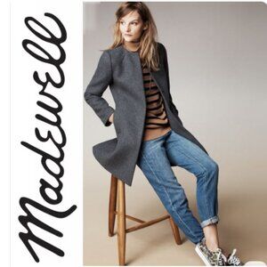 Madewell Wool Curator Coat Grey Snap Closure Size Large